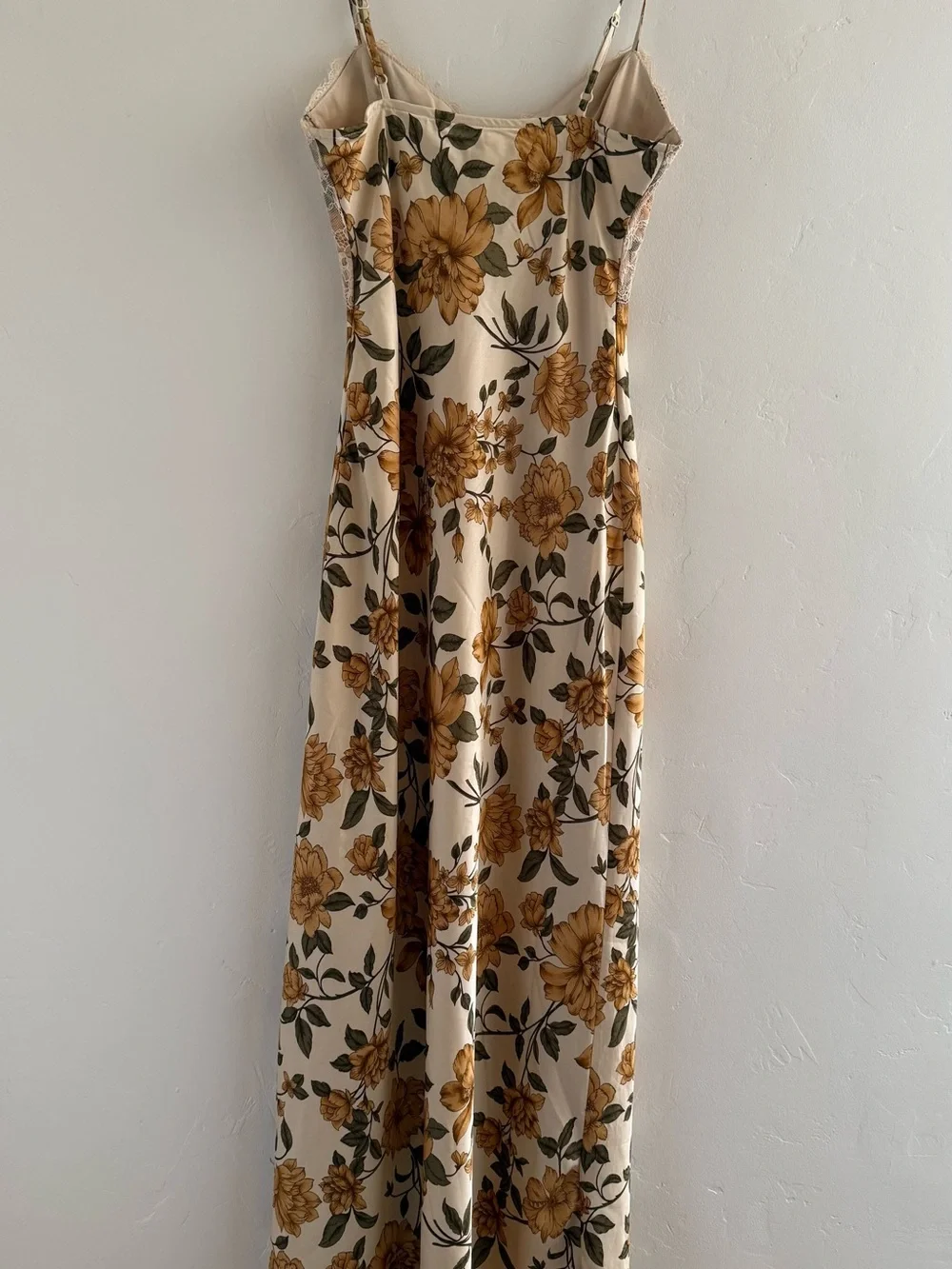Jessica Simpson Satin Floral Maxi Dress S Lace Bust Tie Front Cami Slip Romantic